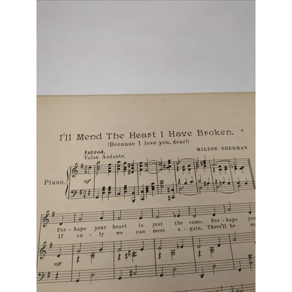 1915 Sheet Music Ill Mend The Heart I Have Broken‎ Because I Love You Dear